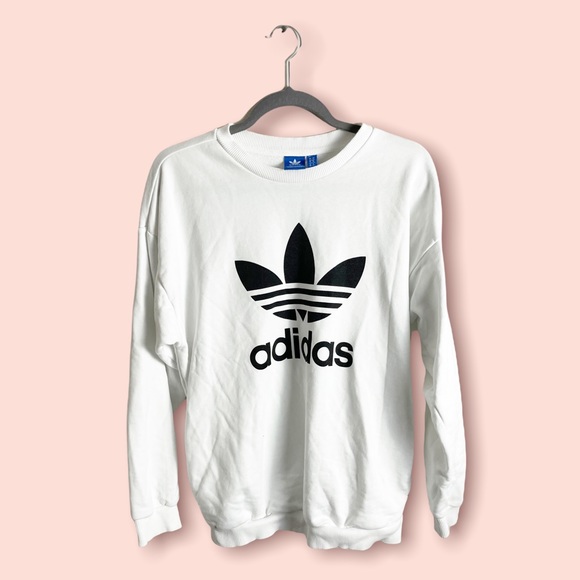 Adidas Originals Women’s Trefoil Sweatshirt White Size Small - Picture 2 of 7